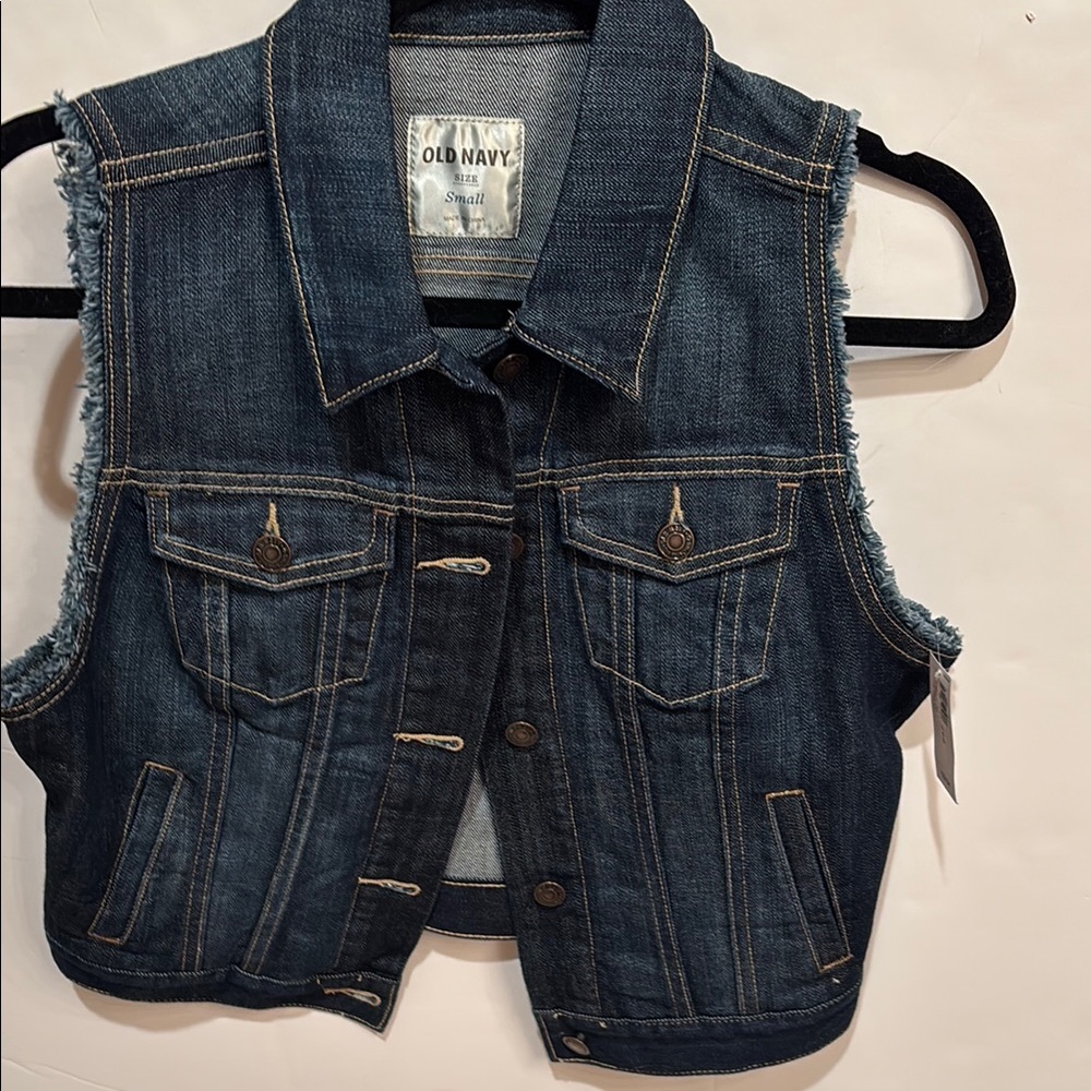 NWT Old Navy Denim Vest S SMALL Jean dark